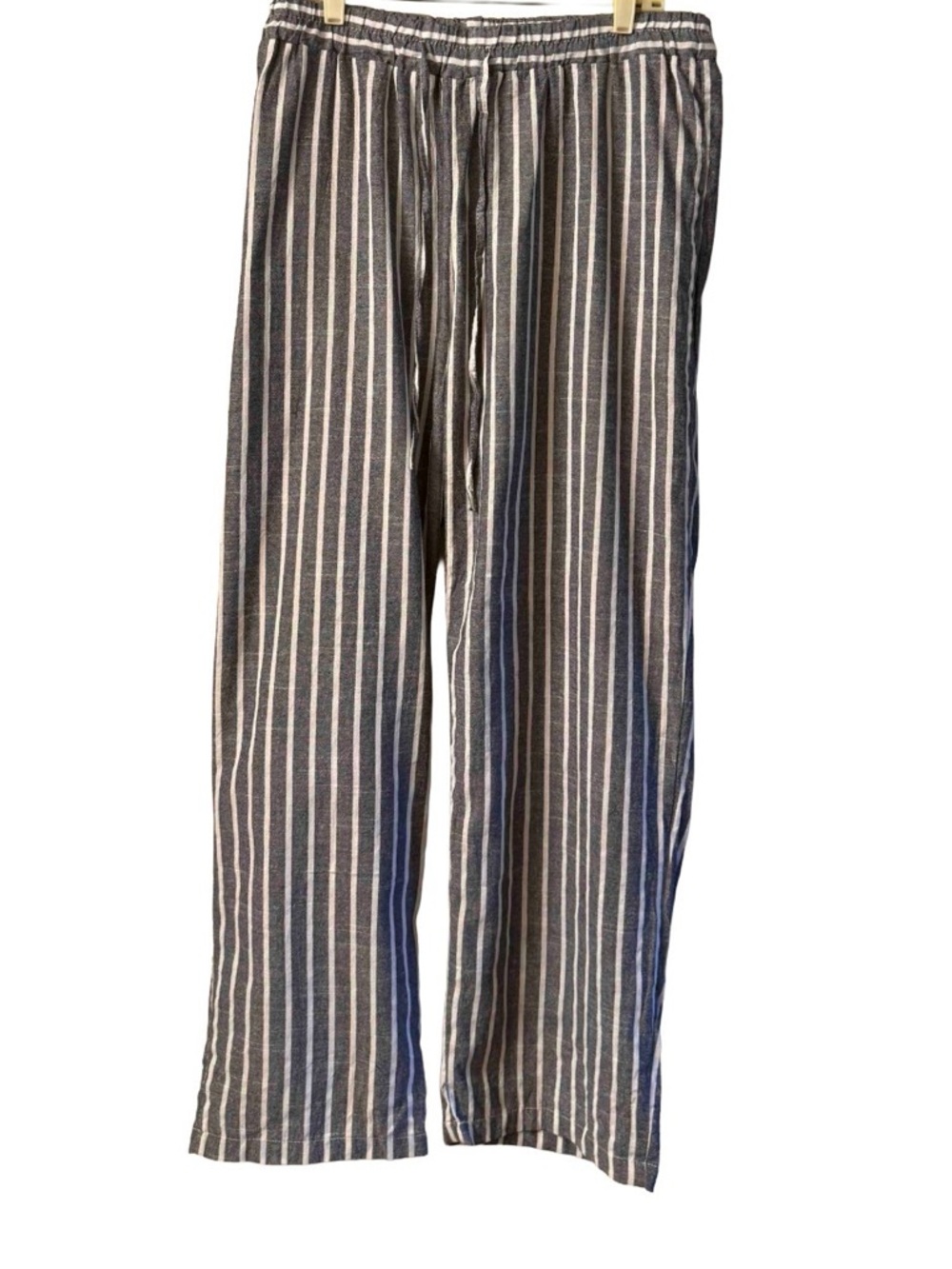 HAPPY LEGS Women’s Striped Blue/Gray and White Blend Wide Leg Pants - 3XL